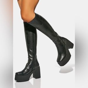 Dolls Kill Lamoda I’m What You Want Knee High Black Boots 7 *NEW IN BOX*